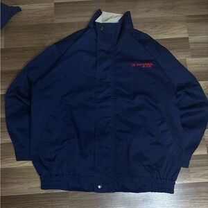 MICARBI Navy Blue Bomber Jacket Zip Snap Stand Collar Embroidered Men's Size M